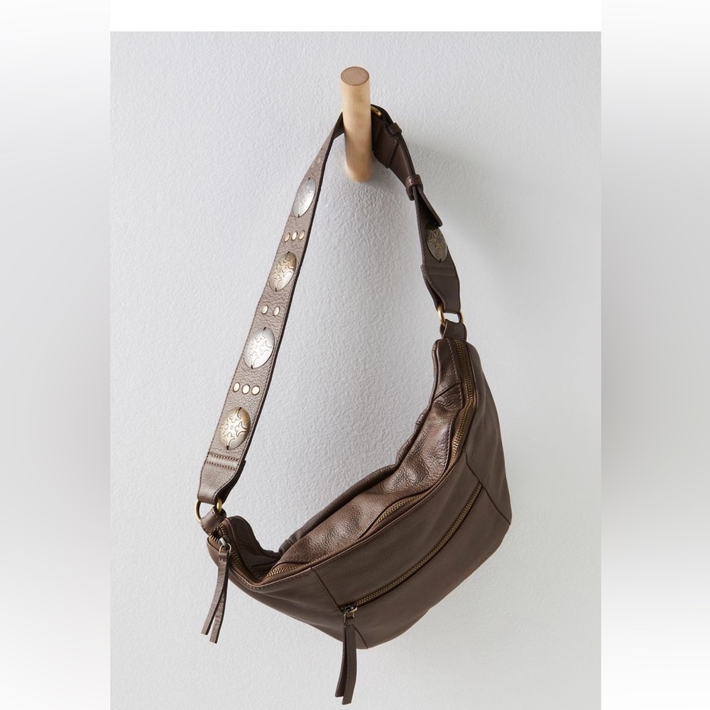 Leather free people bum bag. Color dark roast. Brand new with tags on.